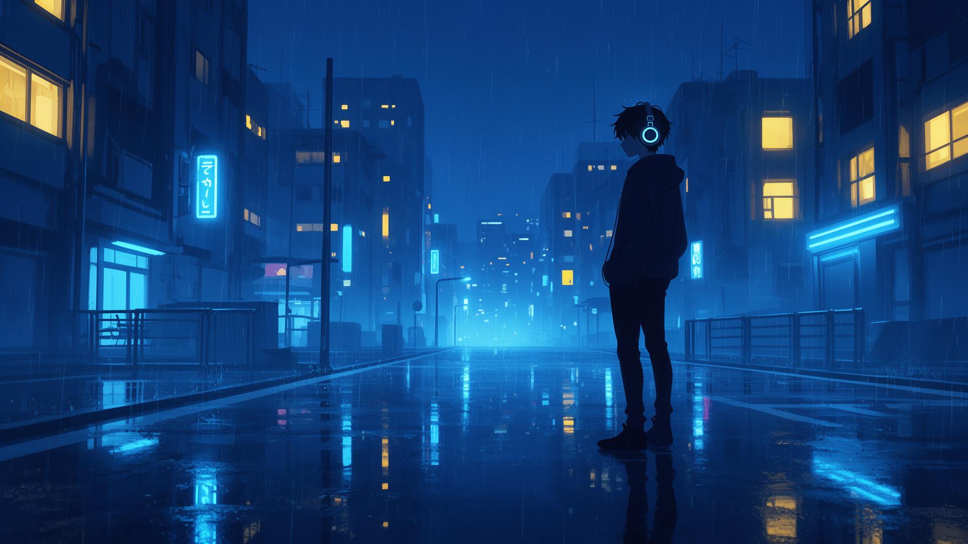 Cidade noturna neon Criativamente LoFi