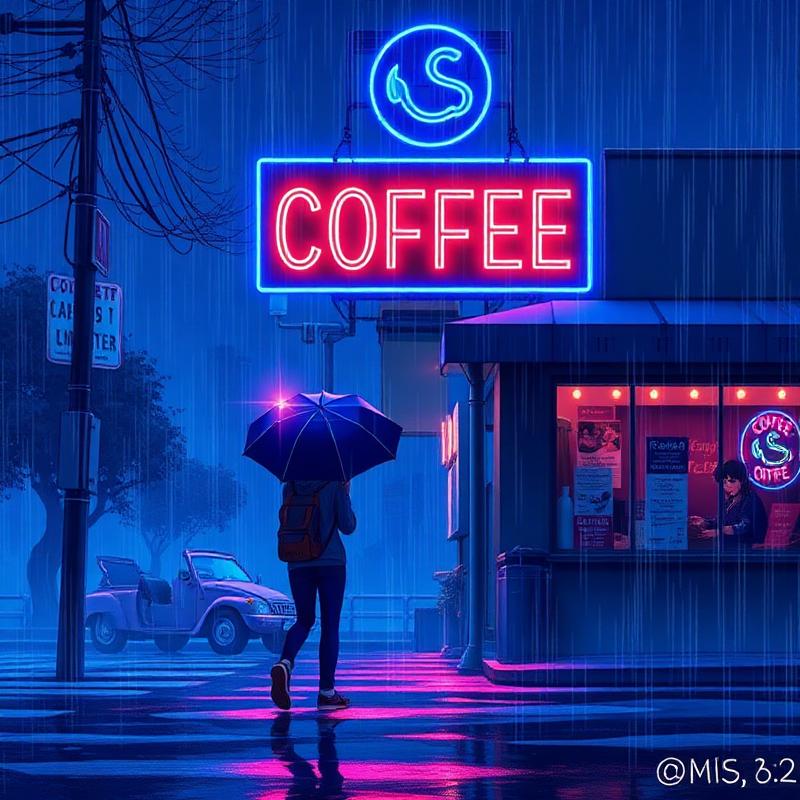 Neon Coffee Rain